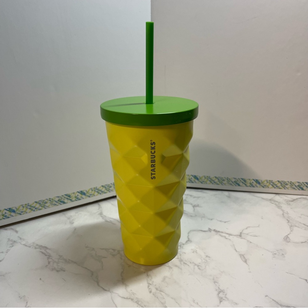 Starbucks Hawaii Pineapple Metal Tumbler, 16 oz, Grande, with straw